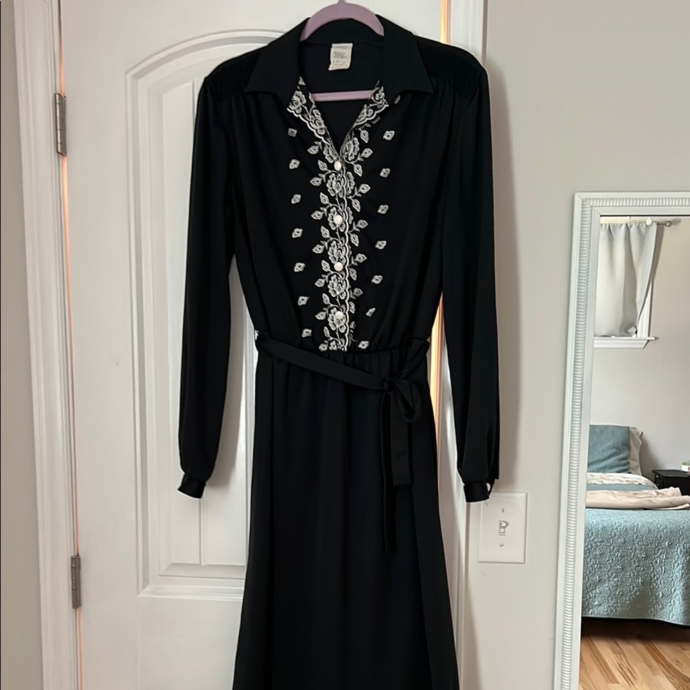 Elegant Black Embroidered Dress